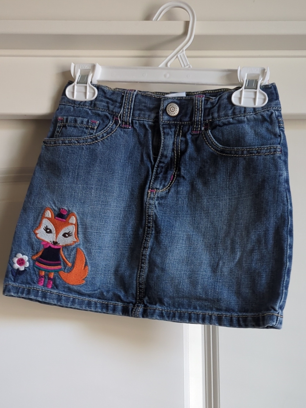 Gymboree Blue Denim Mini Skirt with Orange Fox Embroidery